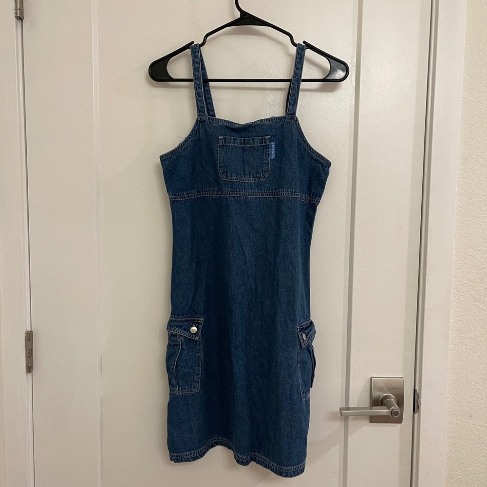 Vintage Y2K Denim Mini Dress Jumper Cottagecore Granola 90s Buttermom
